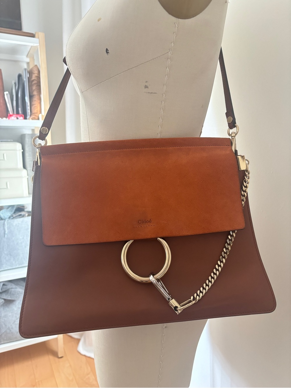 Chloé Faye Medium Tobacco Shoulder Bag